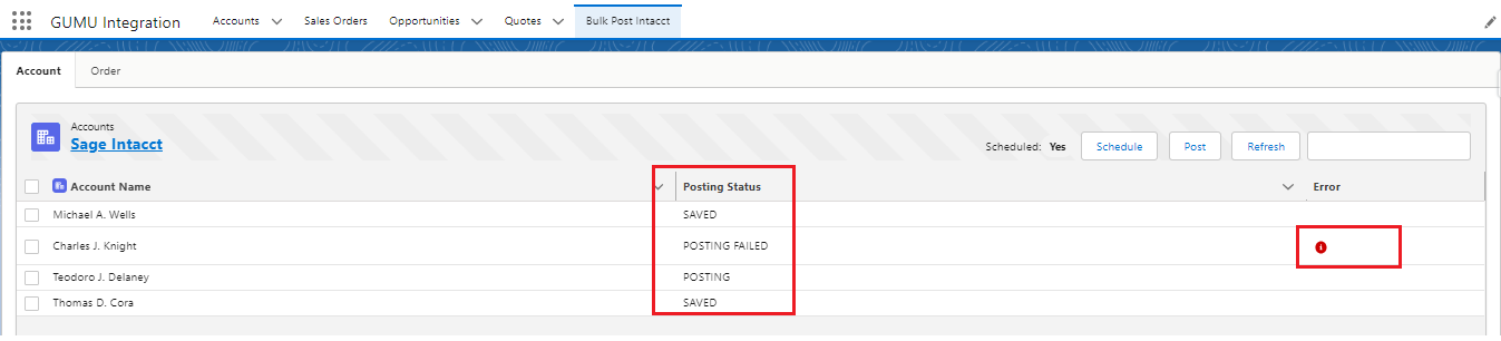 Account Posting Status