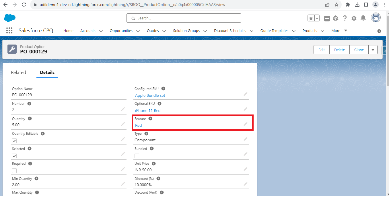 create product features and options in Salesforce CPQ
