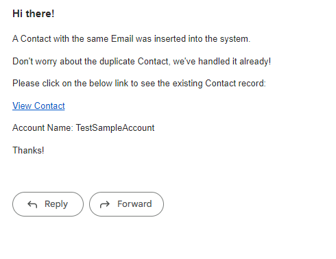 send Email notification on the creation of a duplicate record