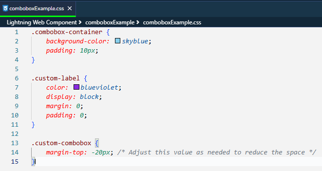 Combo-box Label CSS Code