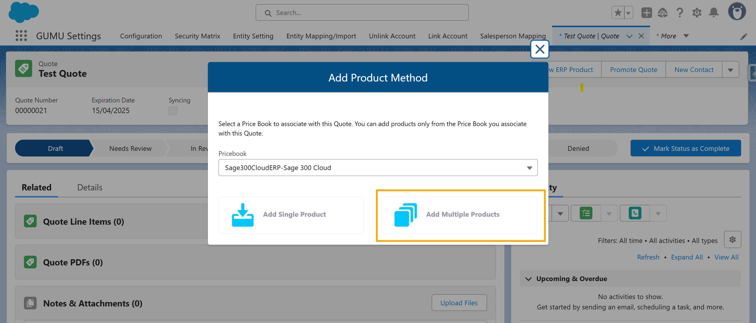 Add Multiple Products button