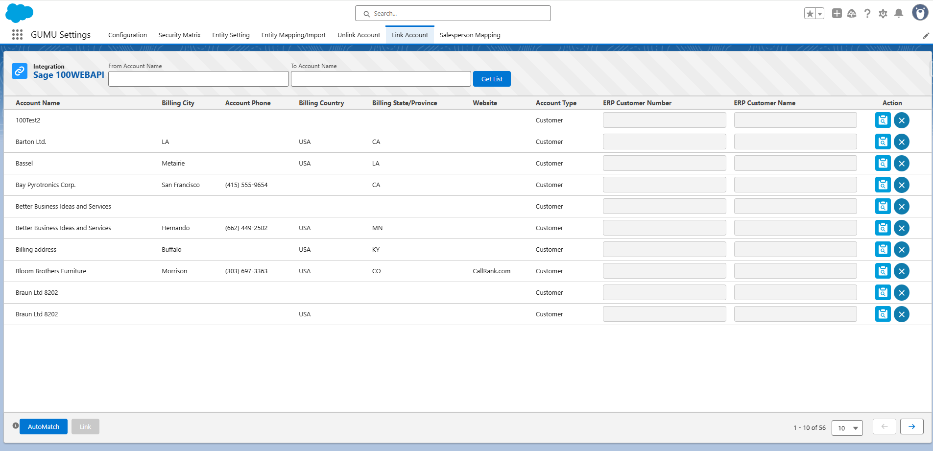 Link Account tab