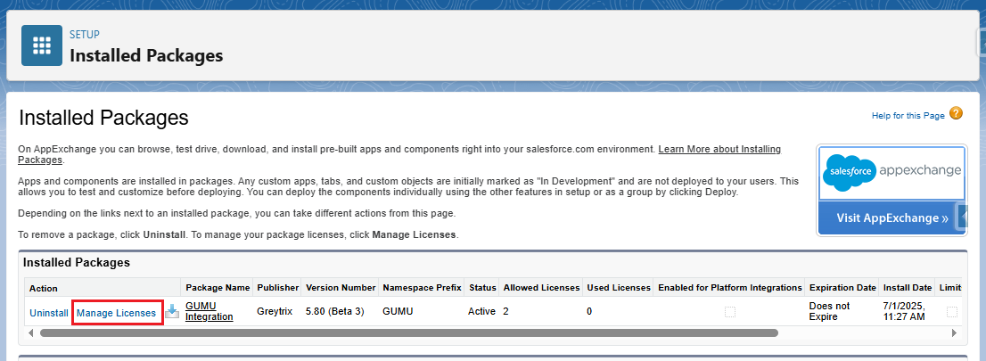 Manage Licenses