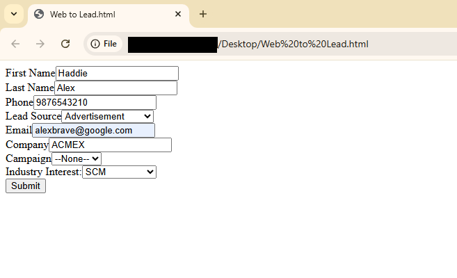 Creating an Entry on the Website