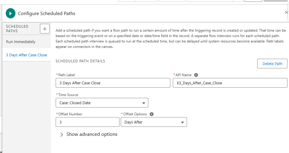 Enter Details in Scheduled Path