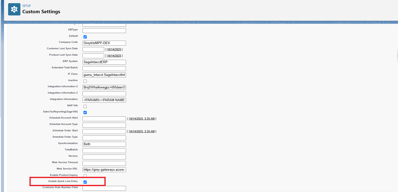 Custom Settings