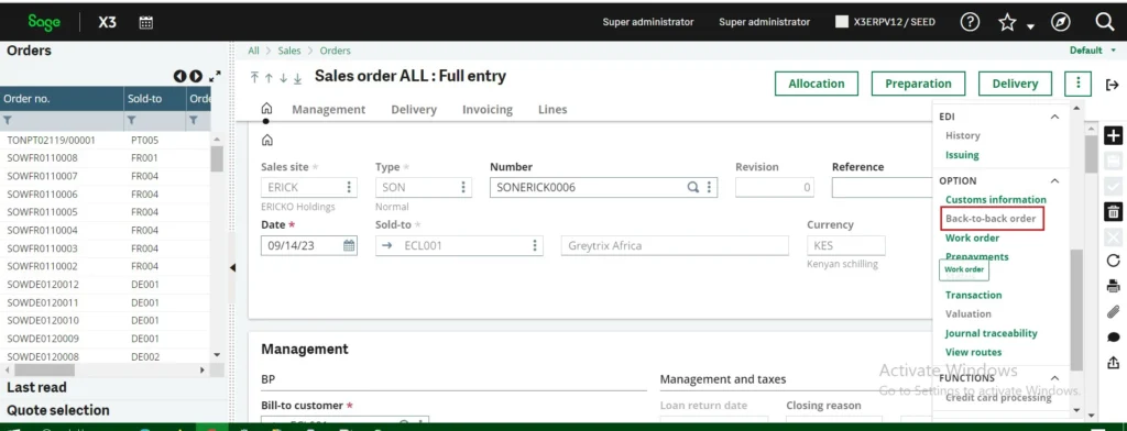 How to create a direct work order from a sales order Image -2