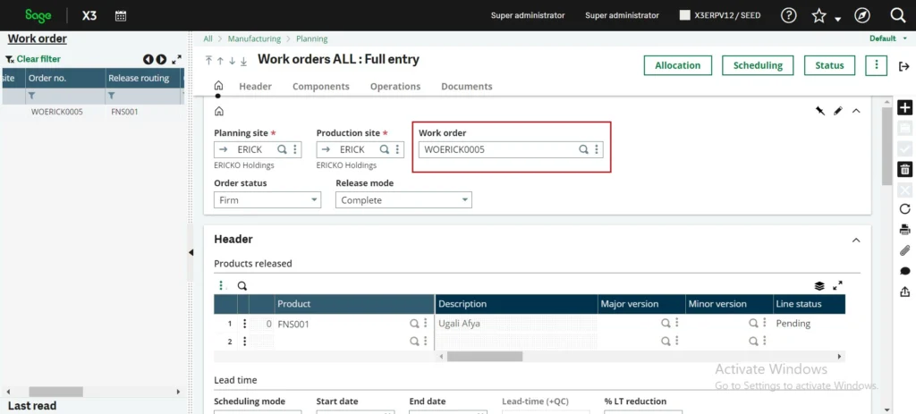 How to create a direct work order from a sales order Image - 4